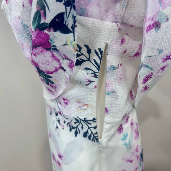 💜”Kensie” White & Purple Floral Dress w/Crisscross Neckline Detailing - Picture 10 of 17